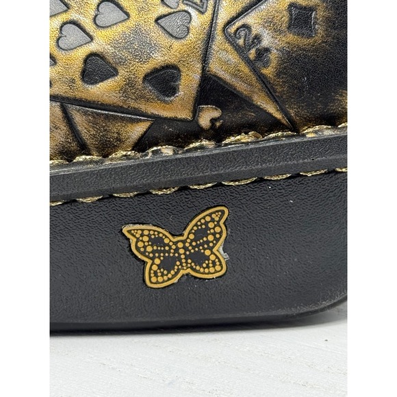 Allegria Mary Jane Shoes Women Black Gold Butterfly Card Print  Size 40 - Picture 5 of 12
